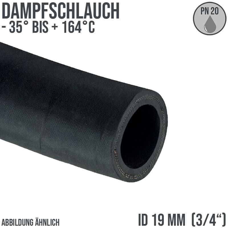 19 x 33 mm Dampf Heiss Wasser Schlauch EPDM schwarz - PN 20 bar