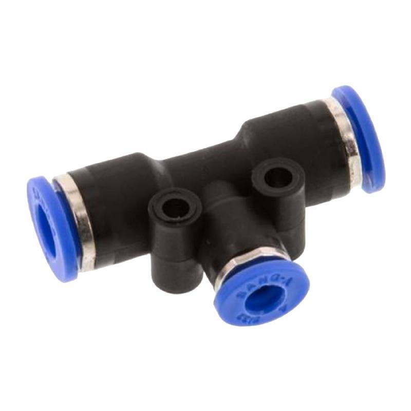 14 -> 8 mm Pneumatik Steck Verbinder IQS T-Stück 90° reduziert blau/schwarz PA PU Schlauch - PN 20 bar
