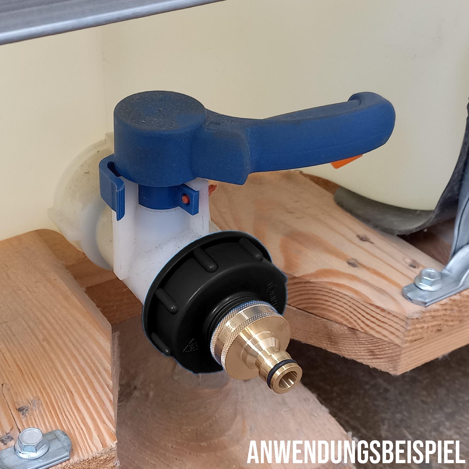 S60 x 6 IBC Adapter auf Click-Hahnanschluss Quick Connect - Messing