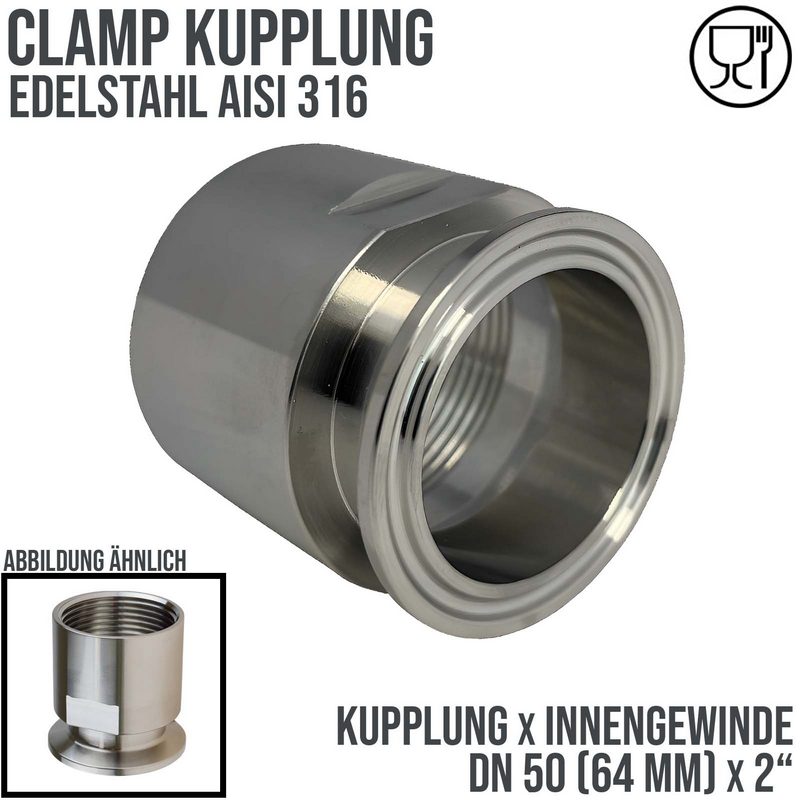 DN 50 CLAMP Kupplung 64 mm DIN 32676 Innengewinde IG 2" - PN 16 bar