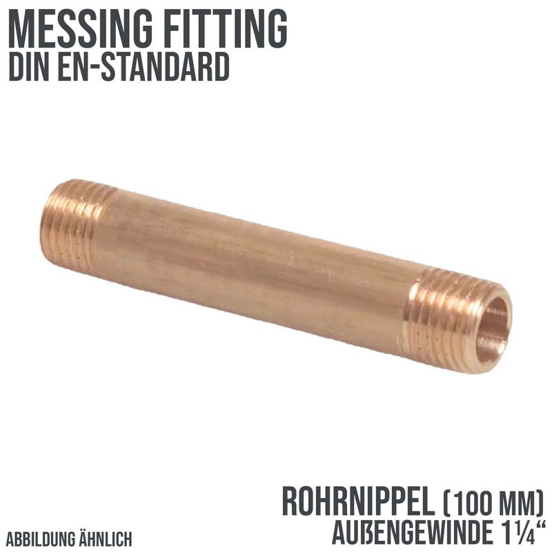 1 1/4" Rohrnippel Nr. 23 - 100 mm Außen x Außengewinde AG Messing Fittings PN 40 bar