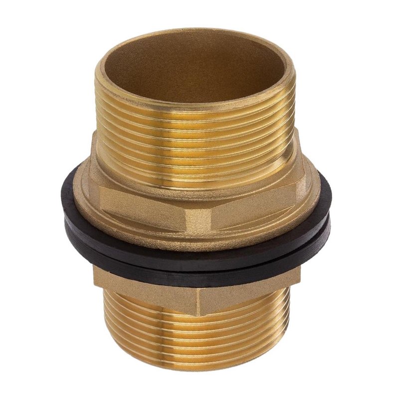 1 1/4" Tank Regen Tonnen Durchführung Connector Messing 2-fach Außengewinde  - PN 16 bar