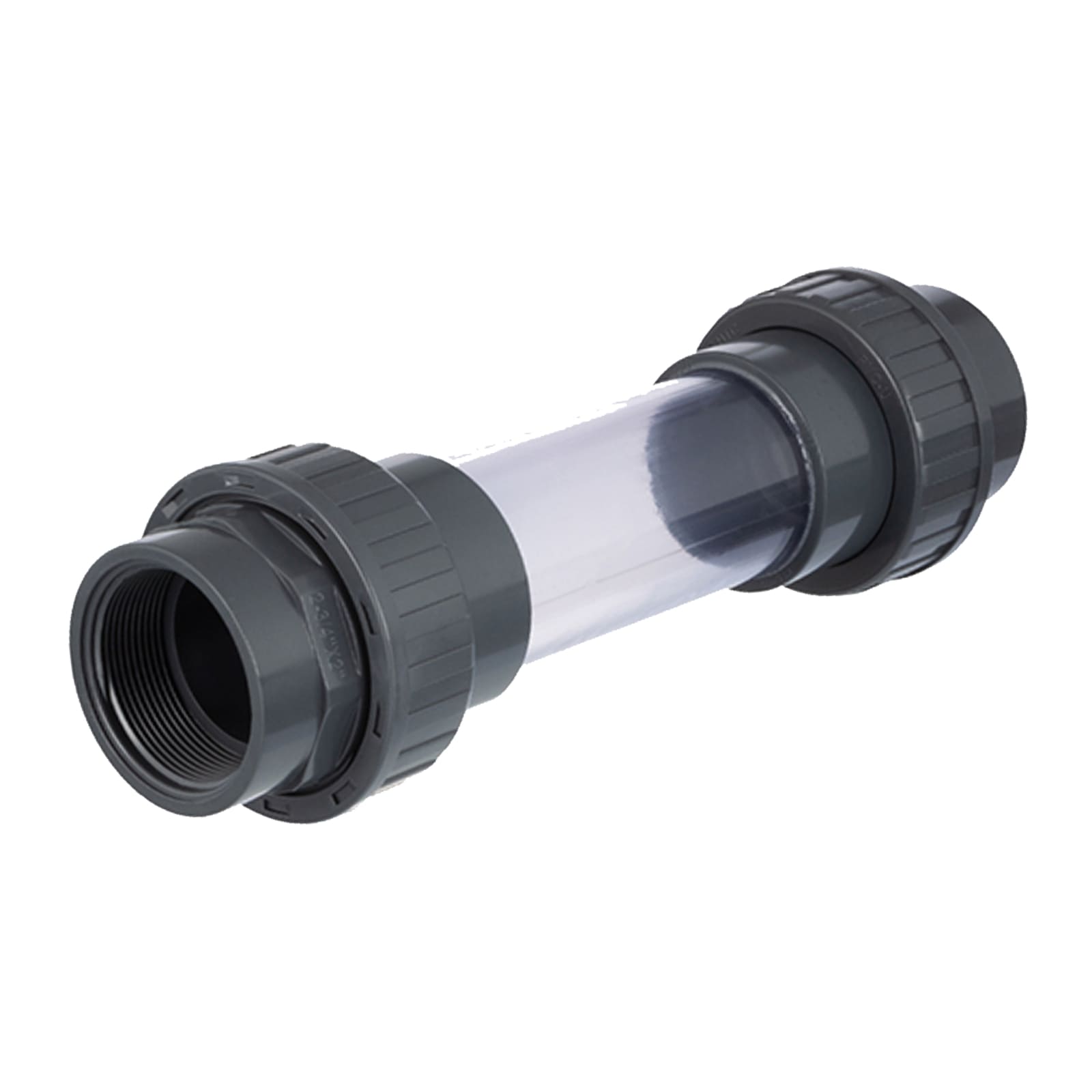 3/4" PVC Sicht Schau Glas rund 2-fach Innengewinde IG PN 10 bar