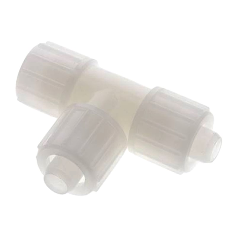 16 x 10 mm T-Stück 90° TX Fitting Gewebe Schlauch Verbinder FDA PVDF weiß - PN 10 bar
