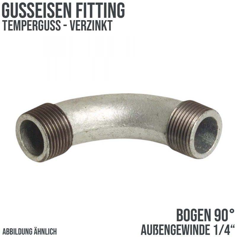 1/4" Gusseisen Temperguss Fitting Nr. 3 Bogen 90° Außengewinde AG DVGW PN 25 bar