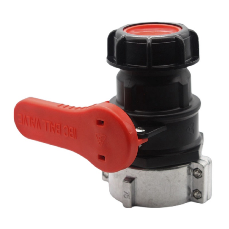 IBC S75 x 6 -> S60 x 6 Kugel Hahn rot Auslass Fass Ventil Container Tank Zubehör PTFE-Dichtung