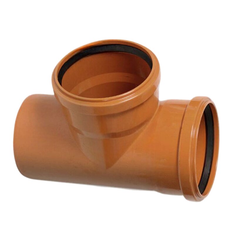 125 mm PVC T-Stück 87° Abzweig Abfluß Abwasser HT KG Rohr SN4 Steckmuffe x Stutzen rostbraun