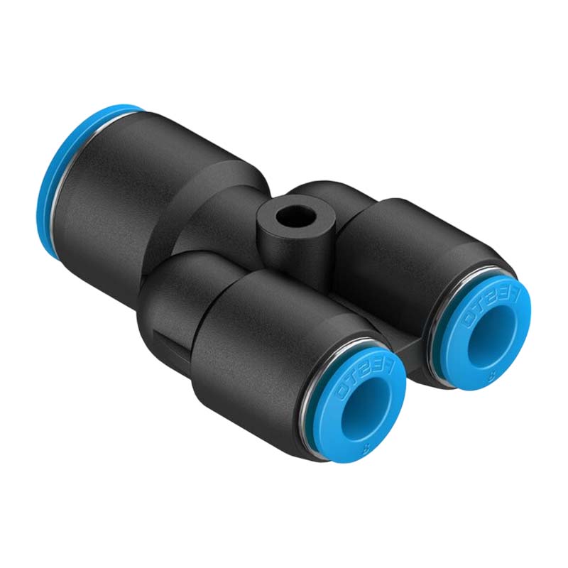 16 -> 12 mm Pneumatik Schnell Steck Verbinder QS Y-Stück reduziert blau/schwarz QS-4 (153032) - PN 14 bar