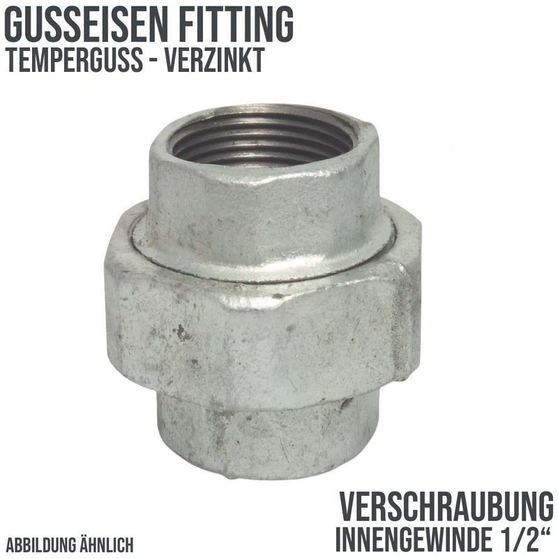 1/2" Gusseisen Temperguss Fitting Nr. 330 Verschraubung Innengewinde IG PN 25 bar