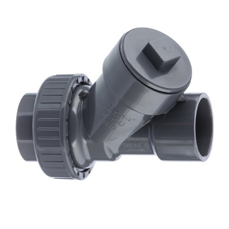 90 mm PVC Rückschlag Schrägsitz Y Ventil Kugel Klebe Muffe grau - PN 10 bar