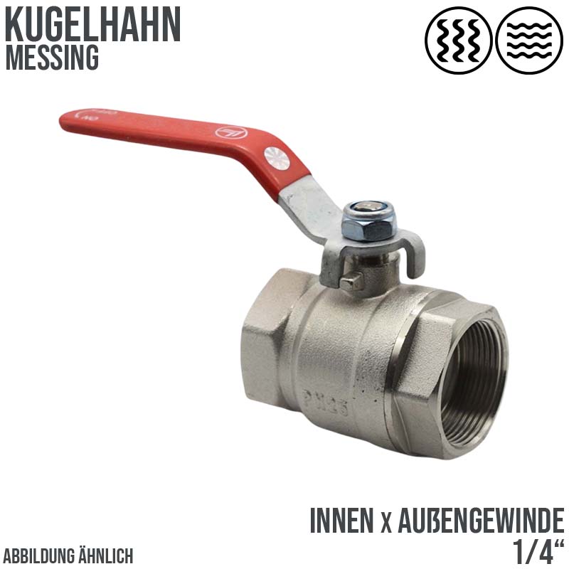 1/4" DN 9 Kugelhahn voller Durchgang Messing Innen x Außengewinde - PN 25 bar