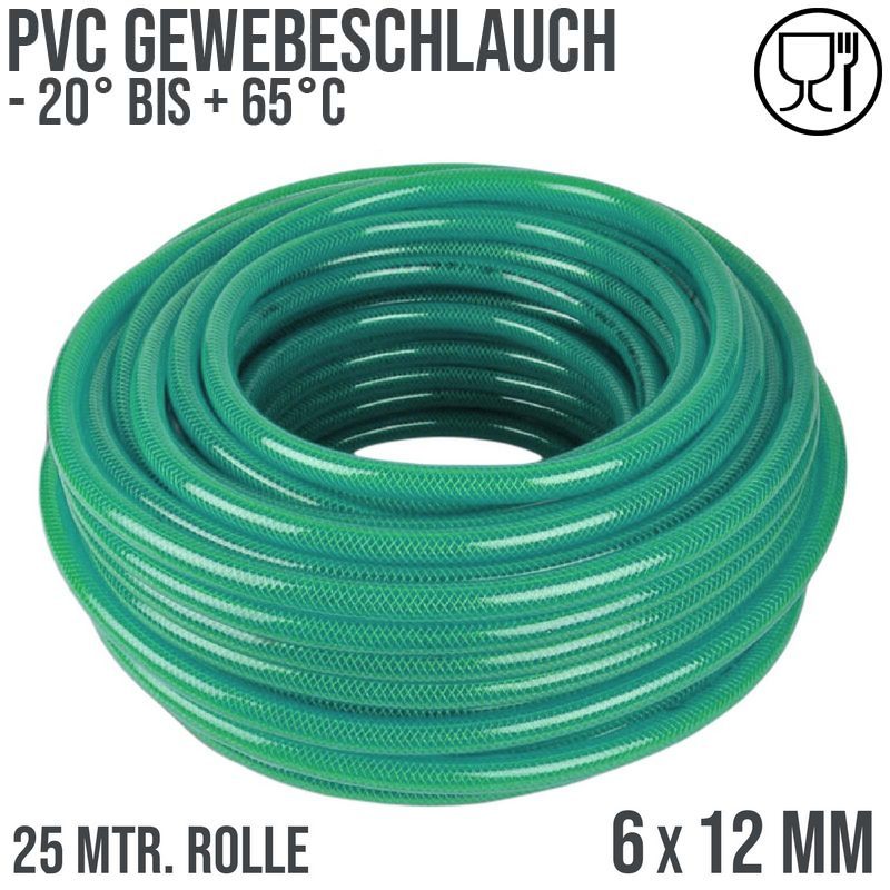 6 x 12 mm Gewebe Druckluft Universal Wasser Luft Kompressor Schlauch grün PN 25 bar - 25 m