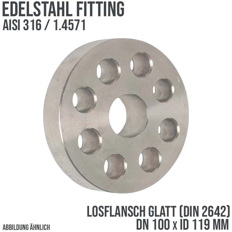 DN 100 Los Flansch glatt Stumpfschweißung Edelstahl Fitting V4A AISI 316 DIN 2576 - PN 10 bar
