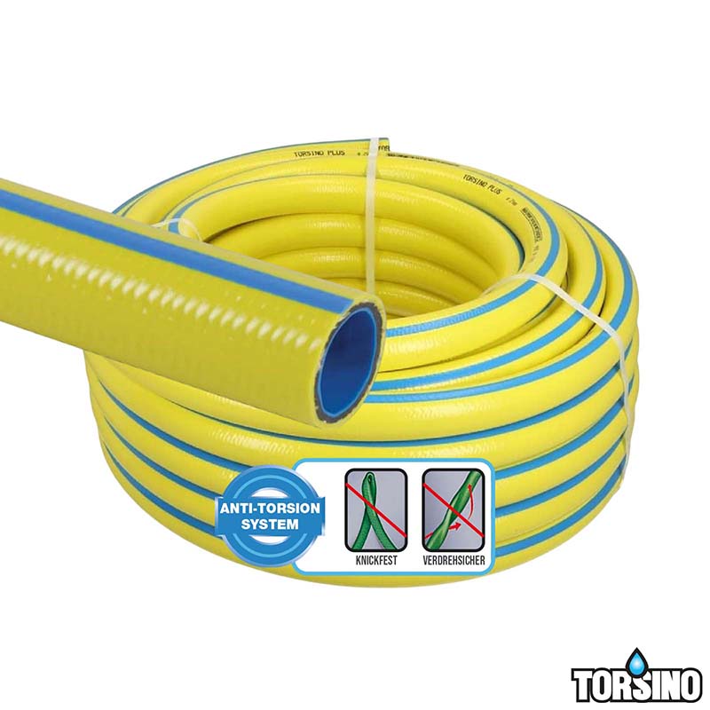 12,5 mm 1/2" Zoll 5-lagiger Garten Wasser Bewässerung Schlauch gelb Torsiono Plus PN 10 bar - 25m