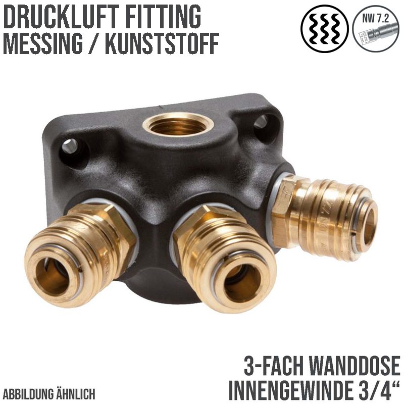 3/4" Wand Verteiler Dose Kunststoff Innengewinde IG auf 3-fach Kupplungdose NW 7,2 Messing