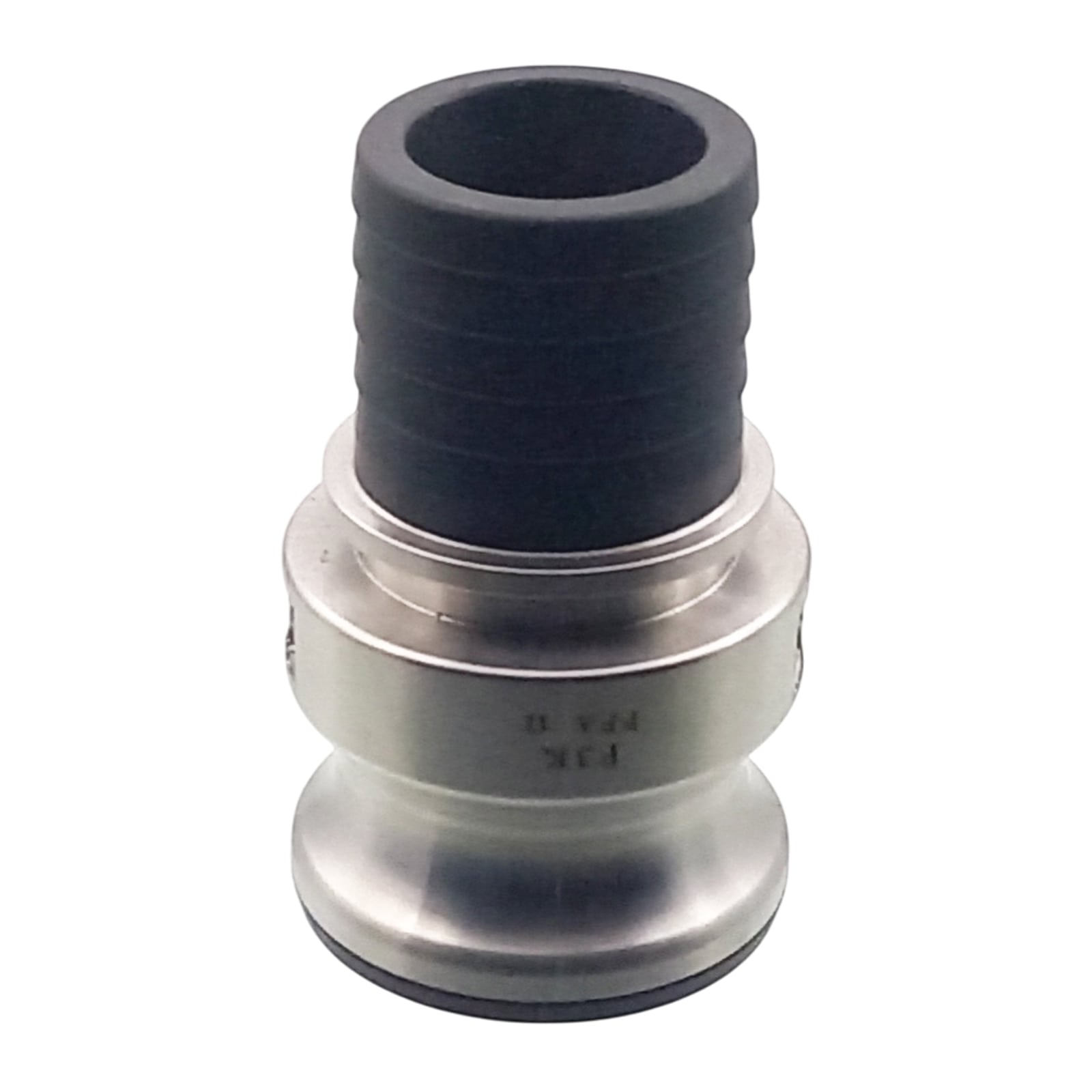 Kamlock Typ E - Vaterteil (91,5 mm) Edelstahl V2A (AISI 316) -> gerillter Stutzen DN 75 mm PFA beschichtet - PN 25 bar