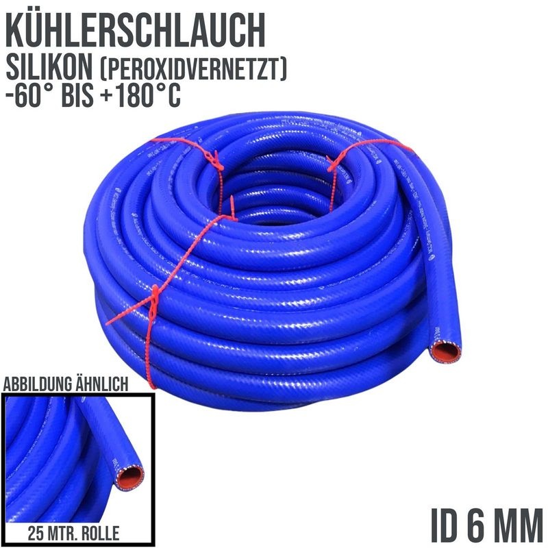 6 x 14 mm Kühlerschlauch Silikon LLK Ladeluft Kühlmittel Schlauch blau/rot PN 5 bar - 25 m