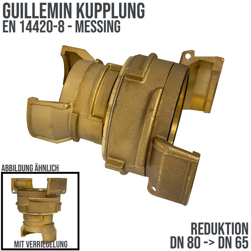 DN 80 -> DN 65 Guillemin Kupplung Reduktion Reduzierer Übergangsstück Verriegelung Messing - PN 16 bar
