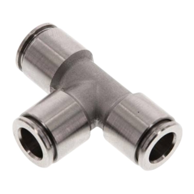 16 mm Pneumatik Schnell Steck Verbinder IQS T-Stück 90° Edelstahl 1.4404 PA PU Schlauch - PN 16 bar