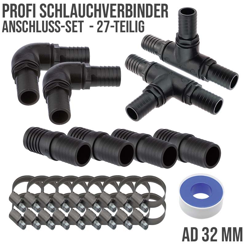 32 mm Pool Schwimmbad Swimming Schlauch Verbinder Tülle Stutzen Set - 27-teilig