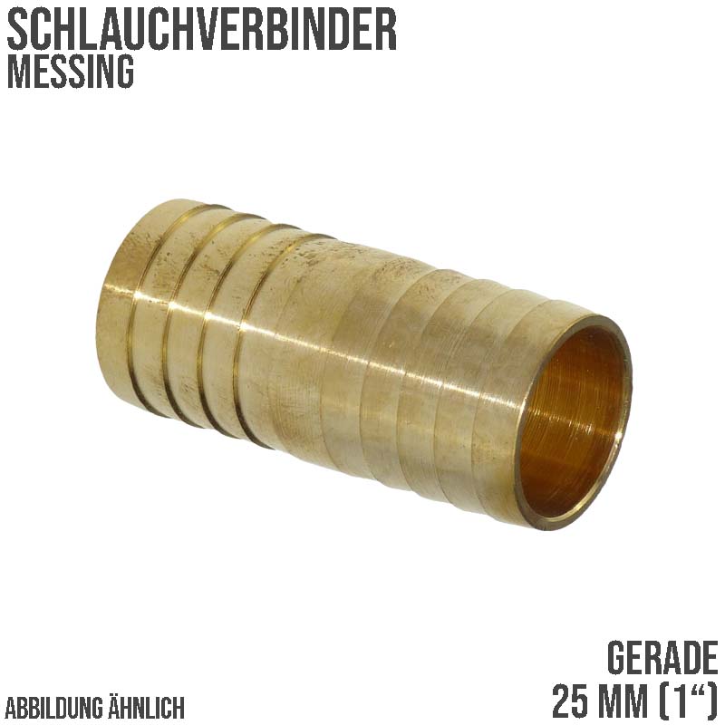 25 mm - 1 " Zoll gerader Schlauch Verbinder Verteiler Tülle Kupplung Reparatur Messing PN 10 bar