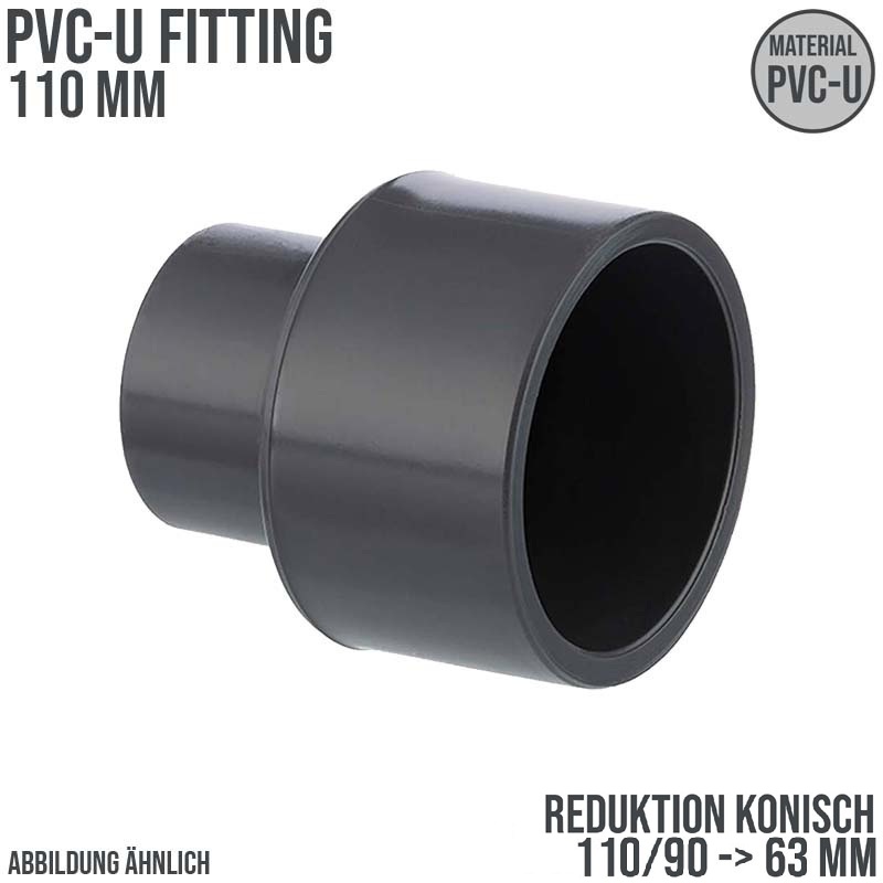 110 x 90 x 63 mm PVC Klebe Fitting Reduktion Reduzierer konisch Muffe Verbinder - PN 16 bar