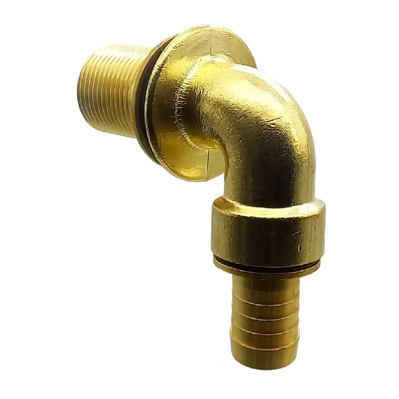 90° Tank Regen Tonnen Durchführung Messing Schlauch Tülle Stutzen 19mm (3/4") - Anschuss Set PN 10 bar