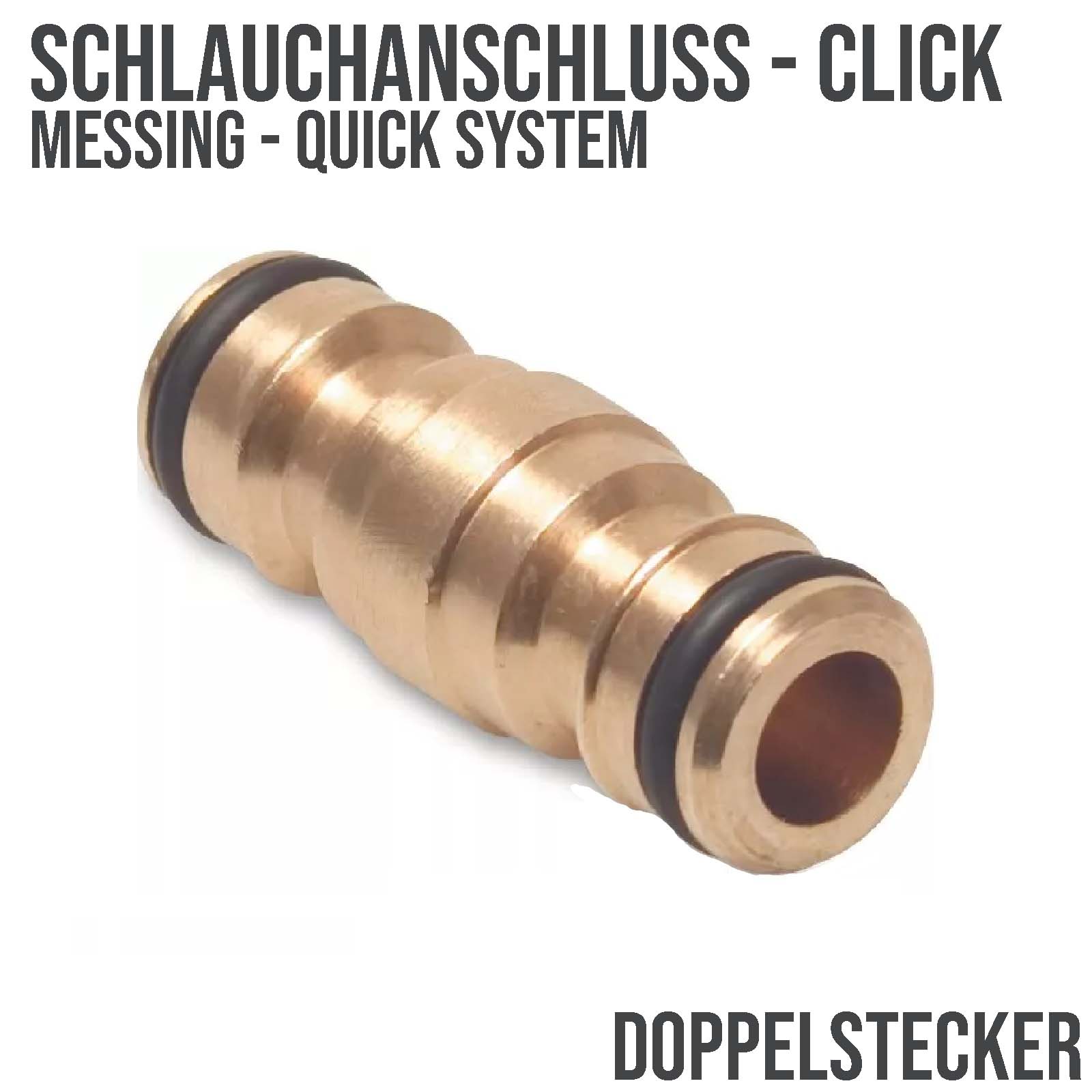 Schlauchverbinder Click-System Quick Connect Doppelstecker Messing (Gardena kompatibel)