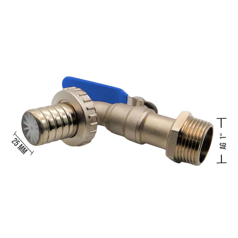 1" Edelstahl AISI 316 Auslauf Kugel Wasser Hahn Ventil Aussengewinde Tülle 25 mm - PN 10 bar