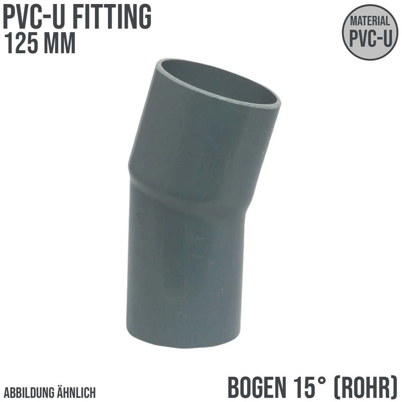 125 mm PVC Klebe Fitting Bogen Winkel 15° (Rohr) Muffe Stutzen Verbinder - PN 10 bar