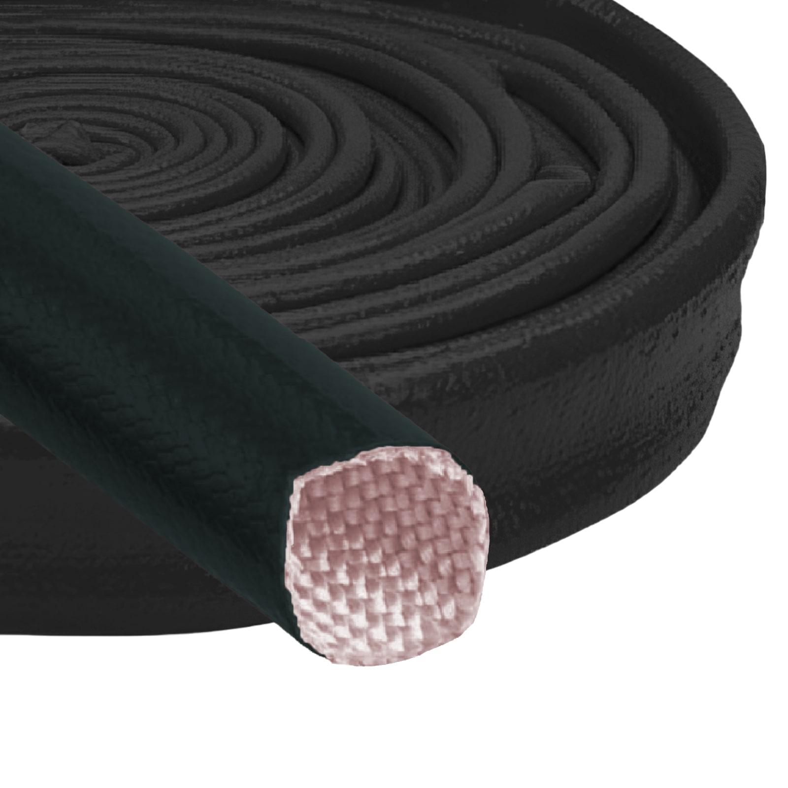 50 x 3,7 mm Feuer Flamm Brand Schutz Schlauch Silikon Fiberglas DN schwarz EN 45545 DIN5510-2 - 20 m