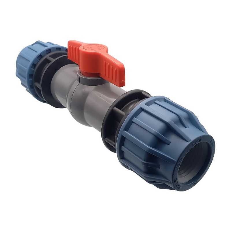 16 mm PE PP Fitting Klemm Verbinder Verschraubung Kugelhahn ECO mit 2-fach Muffe