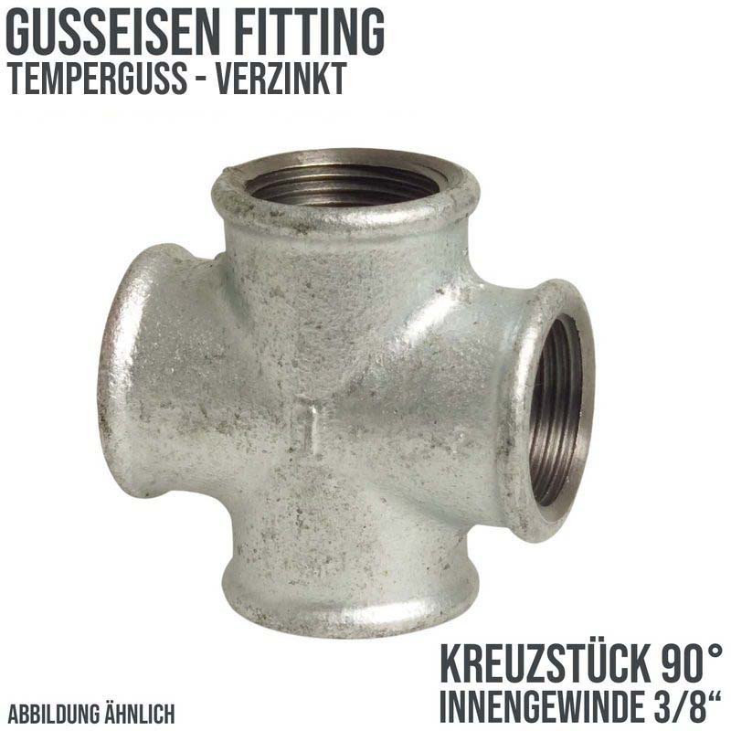 3/8" Gusseisen Temperguss Fitting Nr. 180 Kreuzstück Innengewinde IG DVGW PN 25 bar