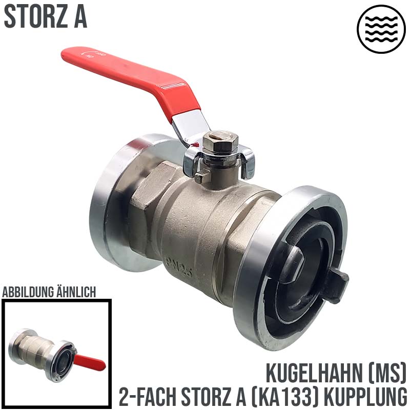 STORZ A DN 110 KA 133 Messing Kugelhahn 2-fach Kupplung (PN10)