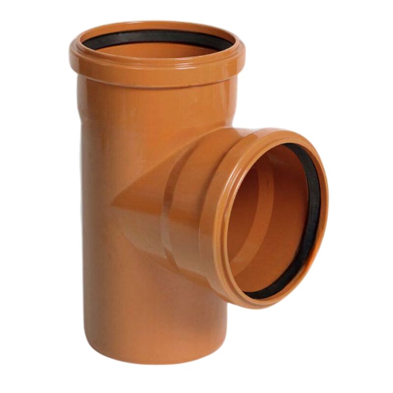 125 mm PVC T-Stück 87° Abzweig Abfluß Abwasser HT KG Rohr SN4 Steckmuffe x Stutzen rostbraun