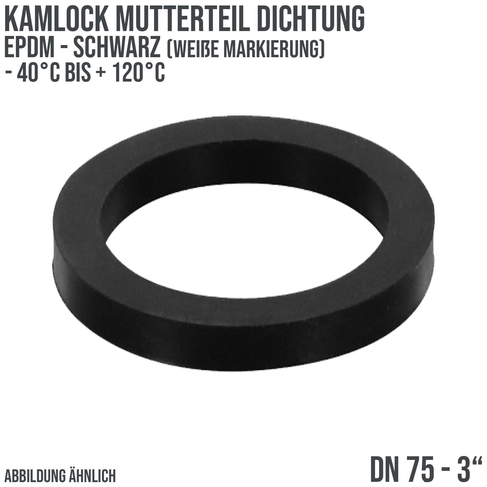 3" Zoll Kamlock Dichtung Mutterteil Kupplung schwarz/weiß DN 75