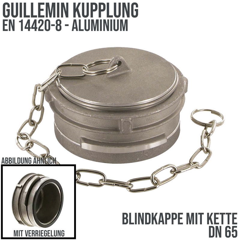 DN 65 Guillemin Kupplung Blind Kappe Verschluss Verriegelung mit Kette Aluminium - PN 16 bar