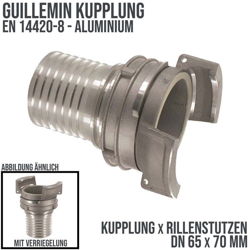 DN 65 Guillemin Kupplung Verriegelung Rillen Stutzen Tülle 70 mm Sicherungsbund Aluminium - PN 16 bar