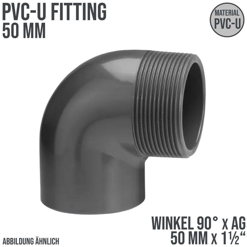 50 mm VDL PVC Klebe Fitting Winkel 90° Außengewinde AG 50 mm x 1 1/2" - PN 10 bar