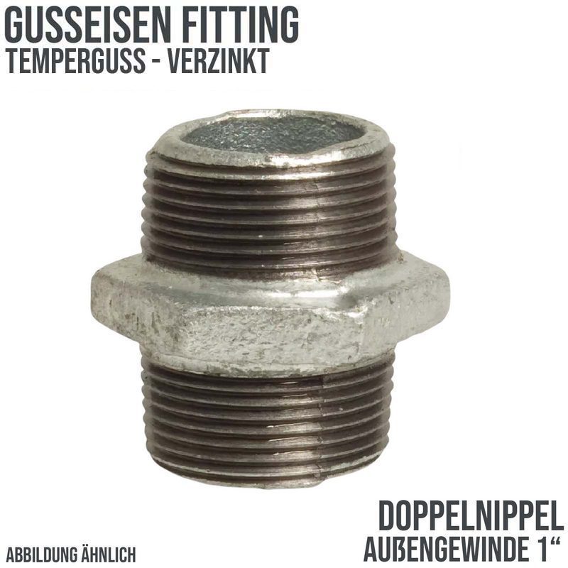 1" Gusseisen Temperguss Fitting Doppelnippel Nr. 280 Außengewinde AG DVGW PN 25 bar