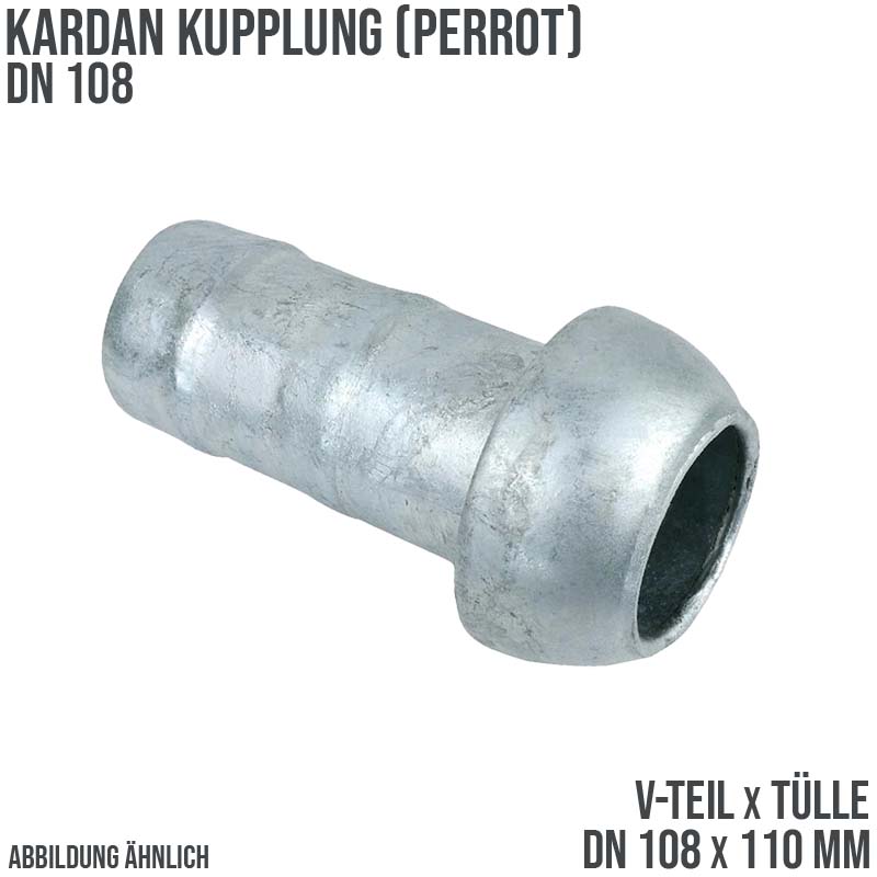 DN 108 Kardan Perrot Kupplung V-Teil mit Tülle Stutzen 110 mm Gülle Schlamm Schlauch
