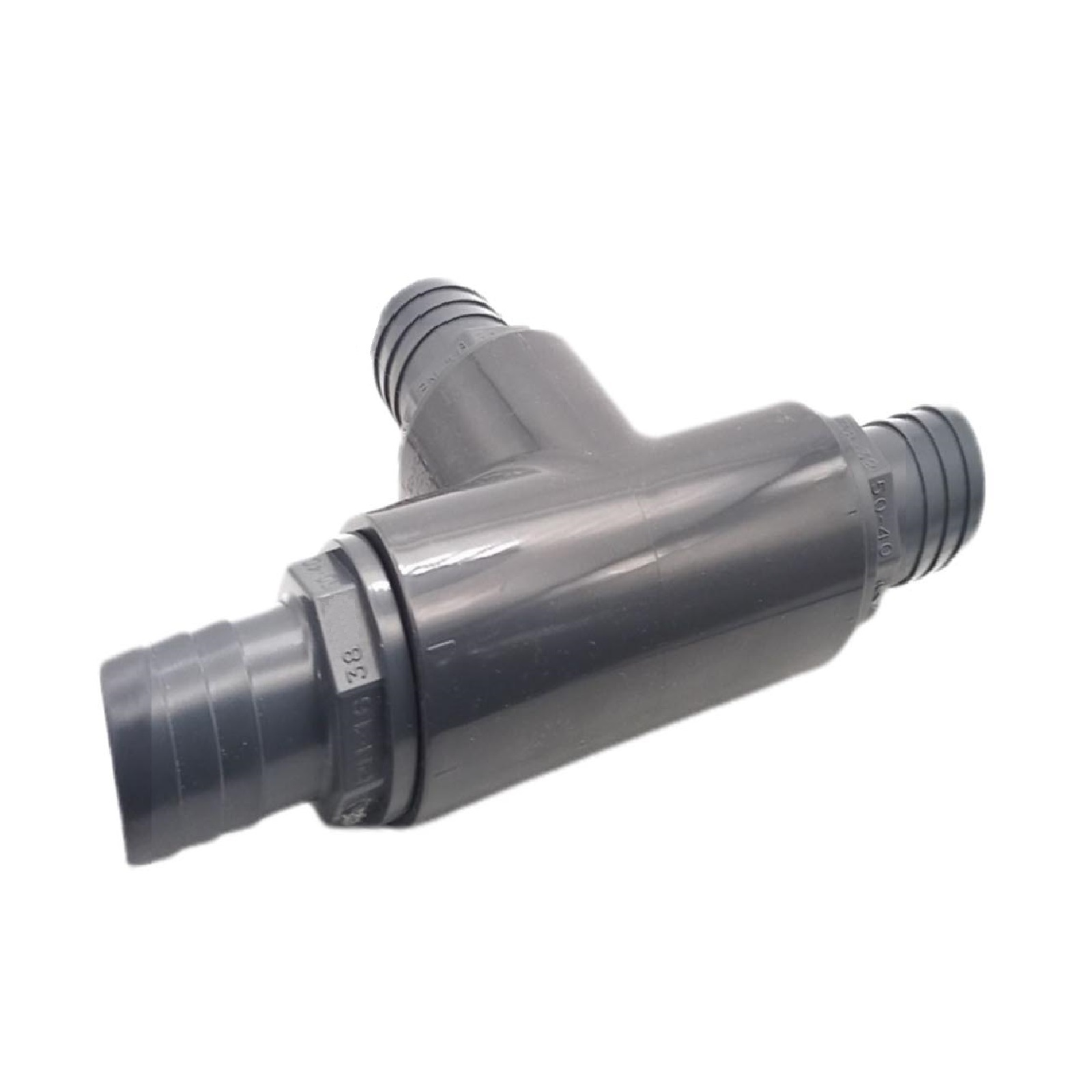38 mm PVC PROFI T-Stück 90° Schlauch Verbinder Stutzen Tülle Pool Teich Garten - PN 10 bar - Montage-Set