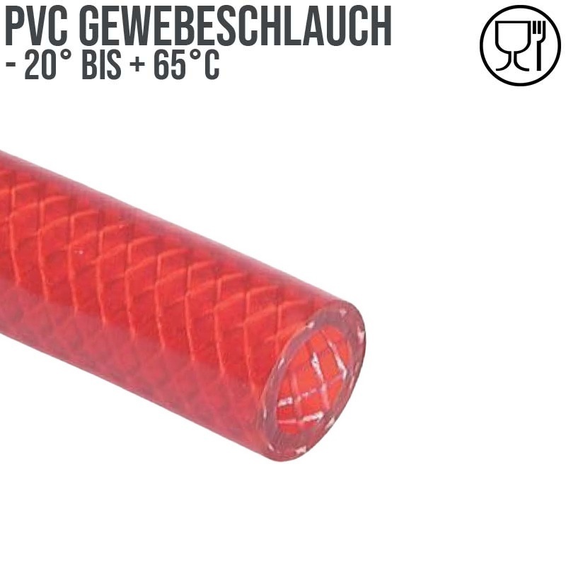 9 x 15 mm Gewebe Druckluft Universal Wasser Luft Kompressor Schlauch rot PN 22 bar