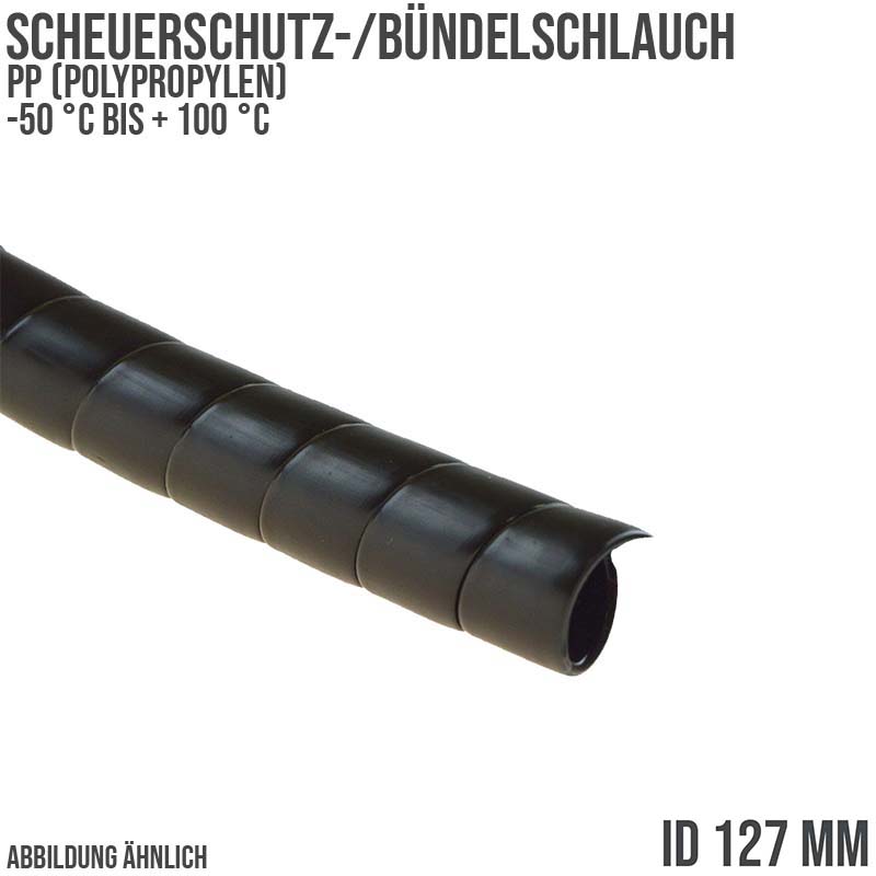 127 x 140 mm PP Scheuer Schutz Kabel Bündel Schlauch schwarz