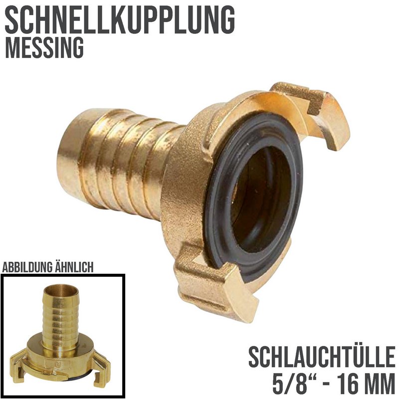 5/8" 16 mm Messing Schlauch Schnell Kupplung Tülle (GEKA kompatibel) - PN 12 bar