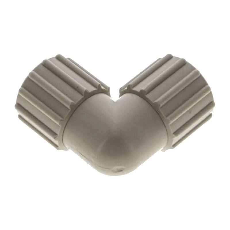 20 x 13 mm Winkel 90° TX Fitting Gewebe Schlauch Verbinder FDA PP beige - PN 10 bar