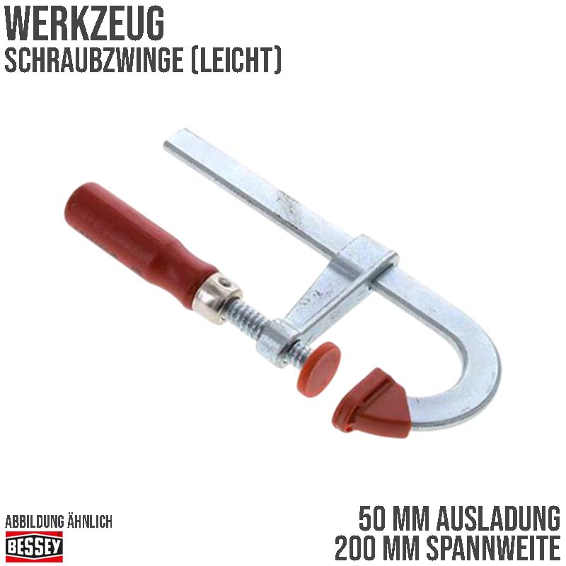200 mm Spannweite Leicht Schraubzwinge - 50 mm Ausladung Bessey