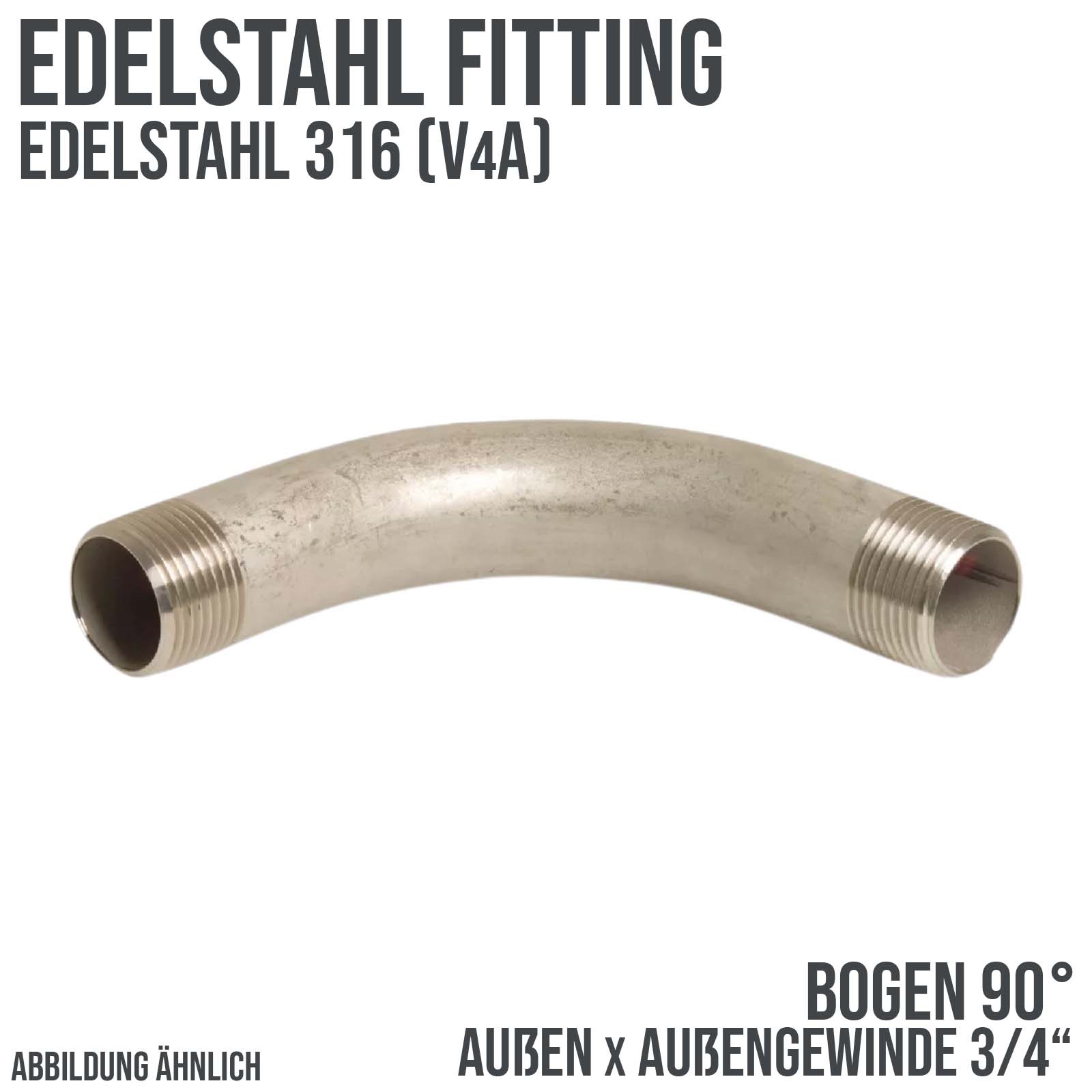 3/4" Edelstahl Fitting V4A AISI 316 Nr. 3 - Bogen 90° Außengewinde AG - PN 10 bar