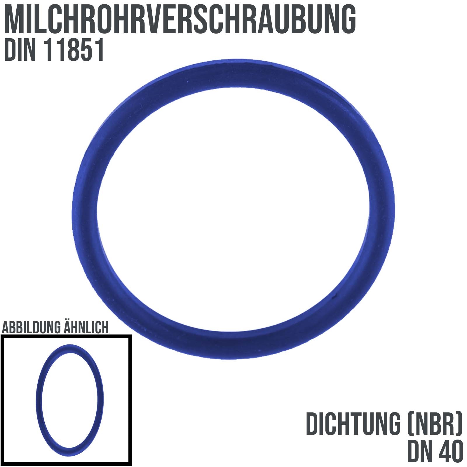 DN 40 Milchrohr DIN 11851 Dichtung NBR blau FDA - 42 x 52 x 5 mm