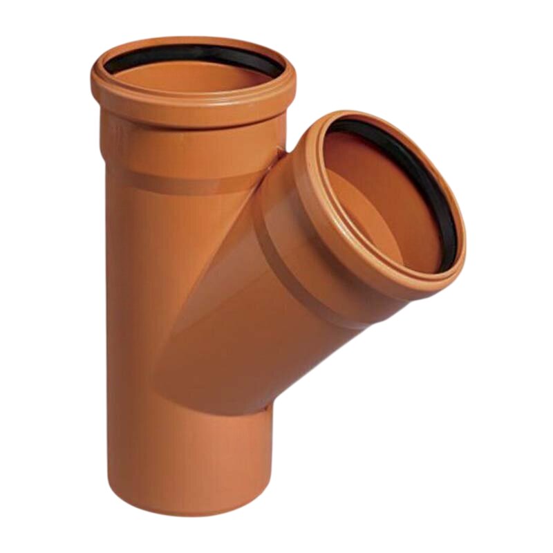 315 mm PVC T-Stück 45° Abzweig Abfluß Abwasser HT KG Rohr SN4 Steckmuffe x Stutzen rostbraun